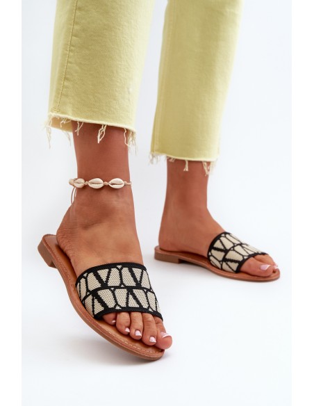 Women's Black Flat Sandals Traivea