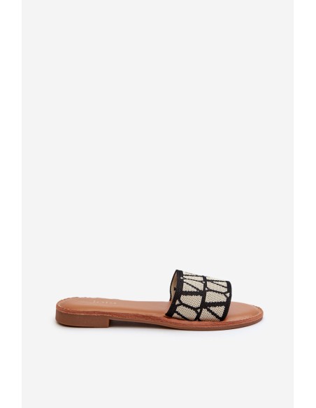 Women's Black Flat Sandals Traivea