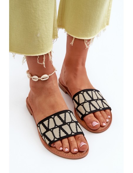 Women's Black Flat Sandals Traivea