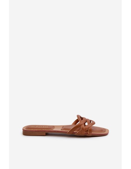 Women's Eco Leather Flat Heel Sandals Brown Moldela