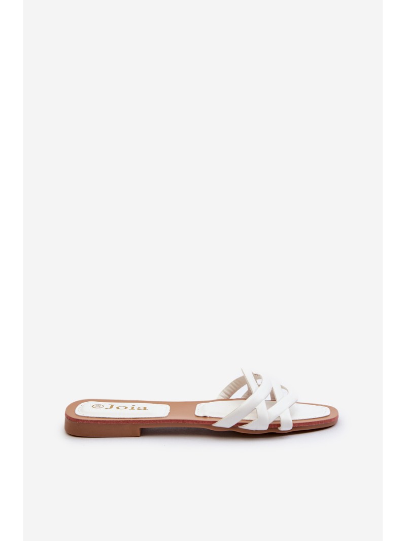 Women's eco leather flat heel sandals white Moldela