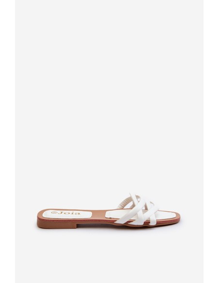 Women's eco leather flat heel sandals white Moldela