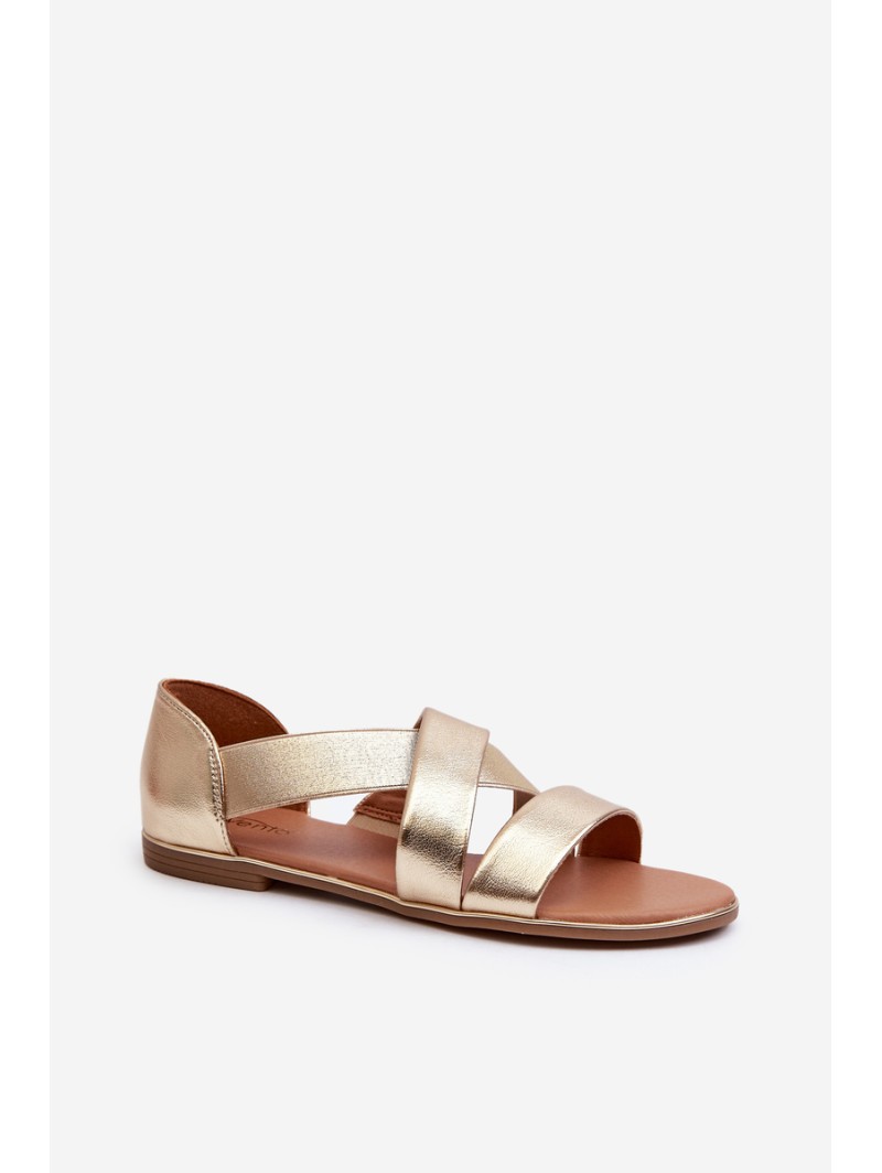 Leather Sandals with Elastic Gold Apulia