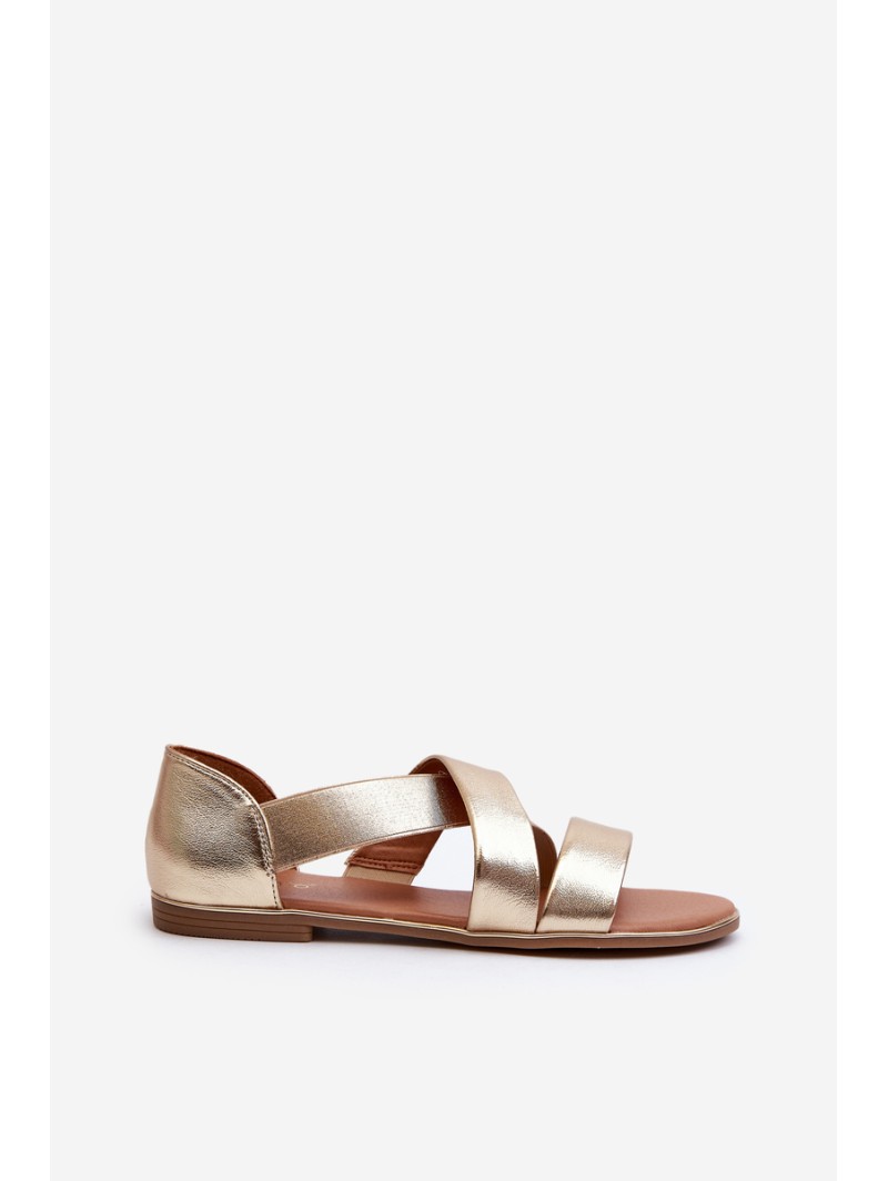 Leather Sandals with Elastic Gold Apulia