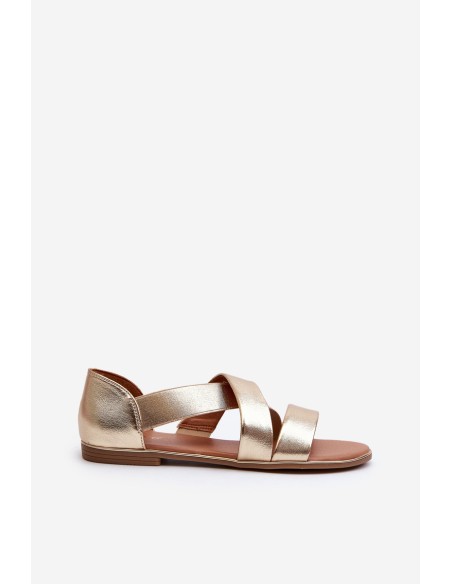 Leather Sandals with Elastic Gold Apulia