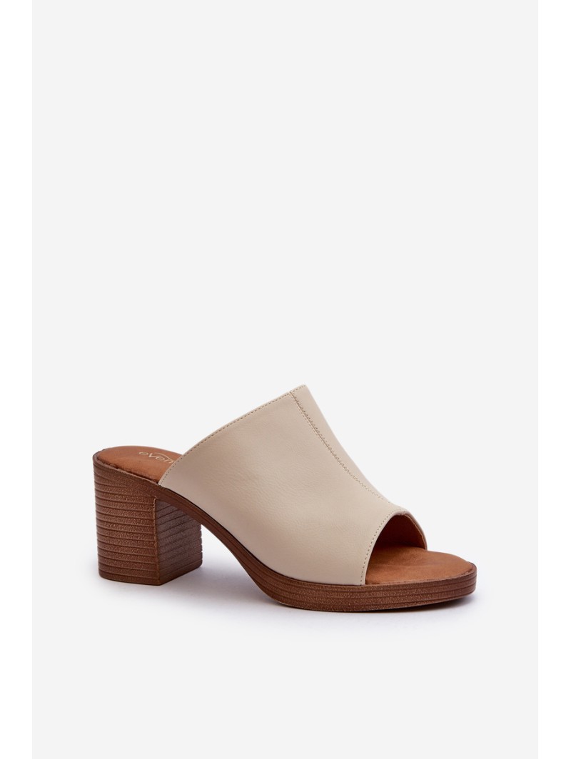 Elegant Light Women's Sandals with Heels Beige Varnila