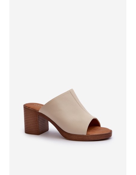 Elegant Light Women's Sandals with Heels Beige Varnila