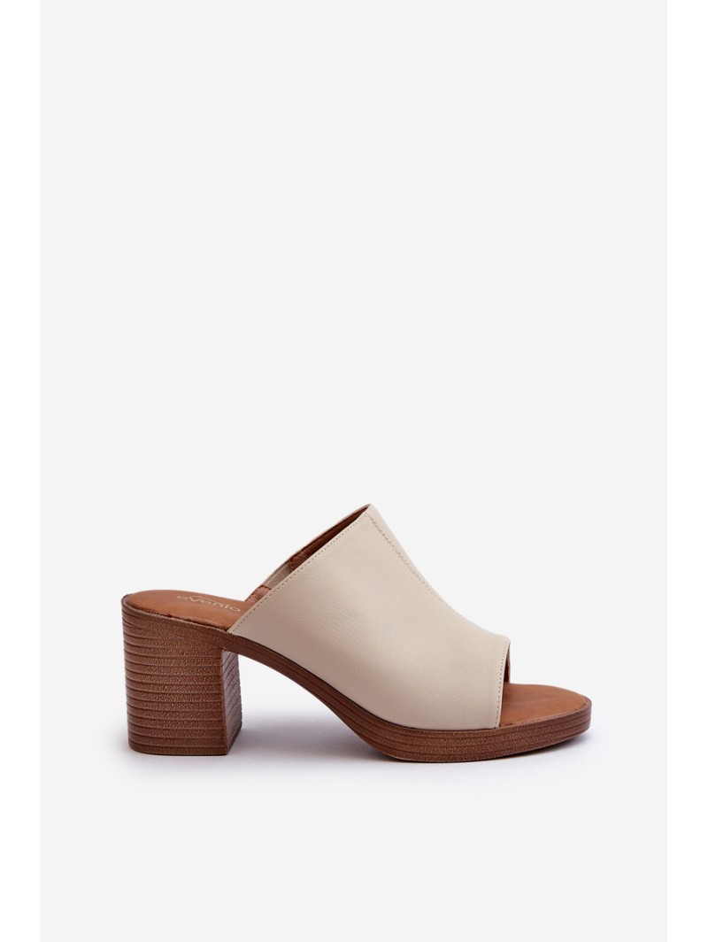 Elegant Light Women's Sandals with Heels Beige Varnila