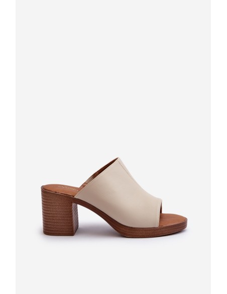 Elegant Light Women's Sandals with Heels Beige Varnila