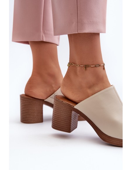 Elegant Light Women's Sandals with Heels Beige Varnila
