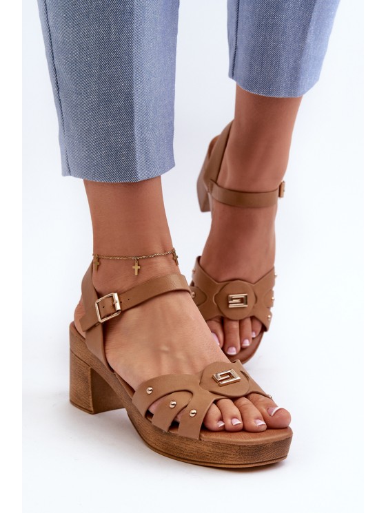 Women's High Heel Sandals in Brown Eco Leather Assames