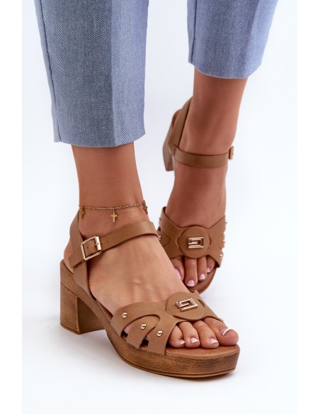 Women's High Heel Sandals in Brown Eco Leather Assames