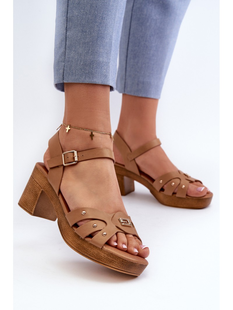 Women's High Heel Sandals in Brown Eco Leather Assames