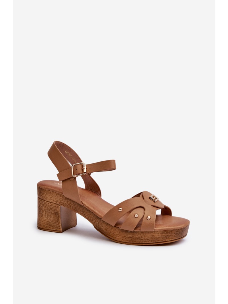 Women's High Heel Sandals in Brown Eco Leather Assames