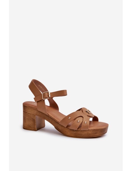 Women's High Heel Sandals in Brown Eco Leather Assames