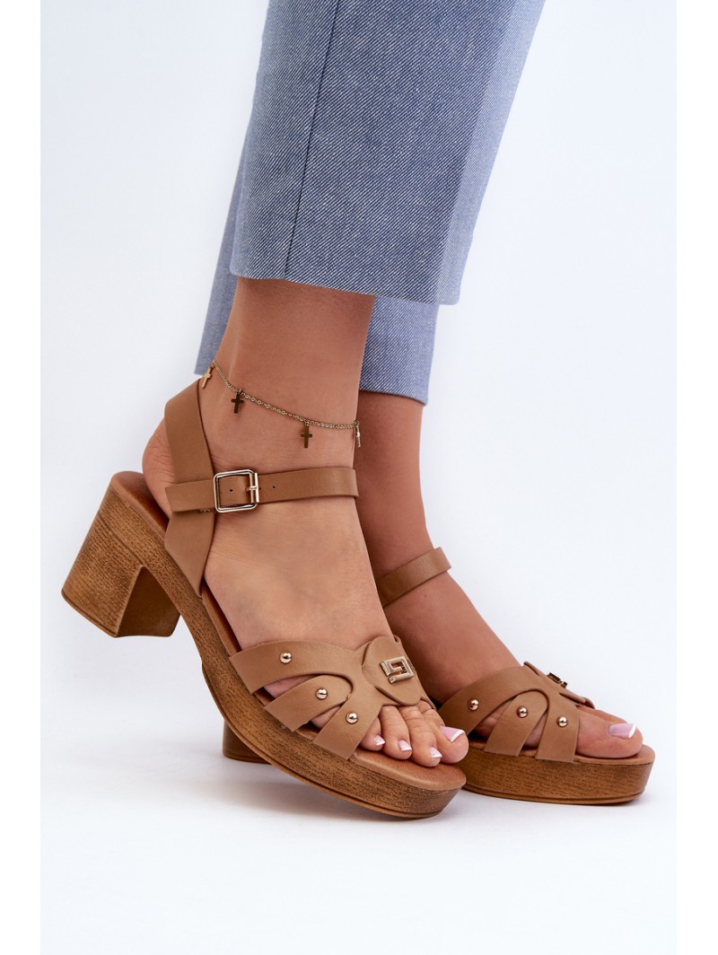 Women's High Heel Sandals in Brown Eco Leather Assames