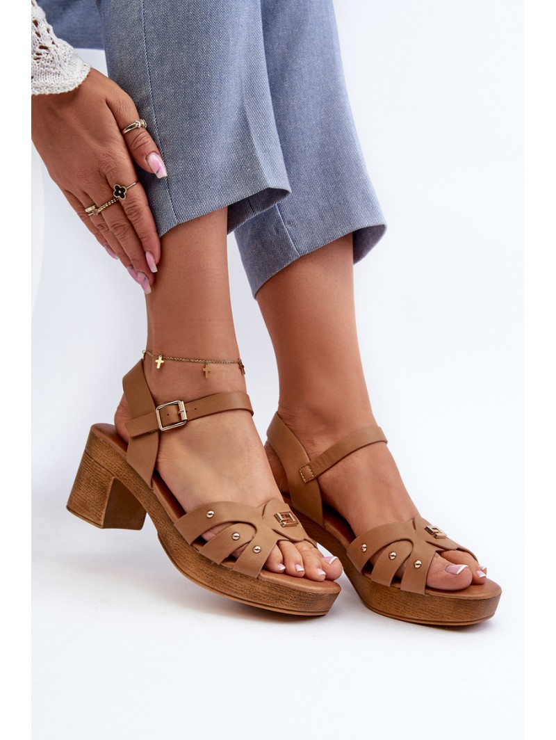 Women's High Heel Sandals in Brown Eco Leather Assames
