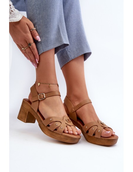 Women's High Heel Sandals in Brown Eco Leather Assames