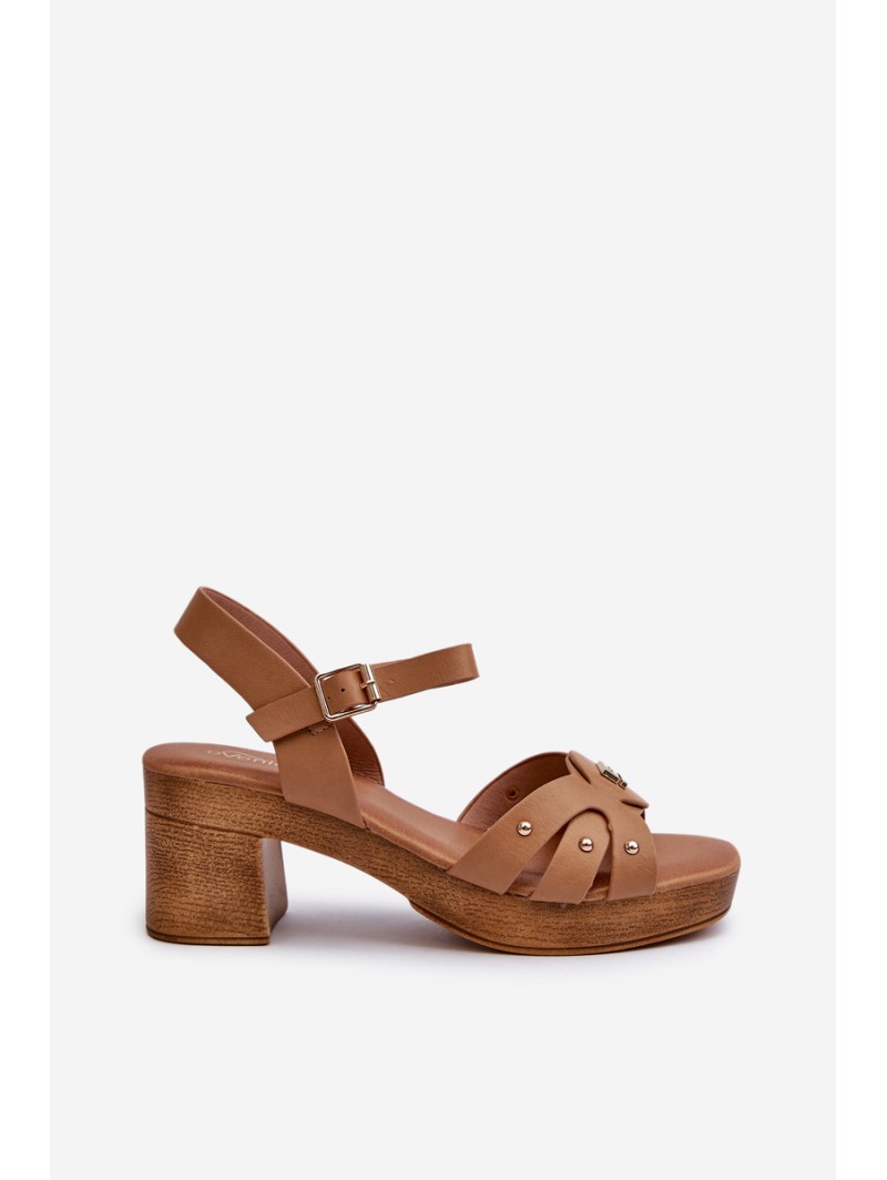 Women's High Heel Sandals in Brown Eco Leather Assames