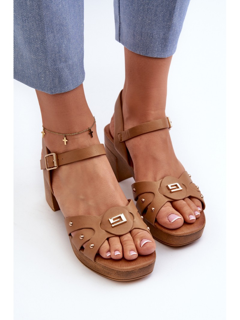 Women's High Heel Sandals in Brown Eco Leather Assames