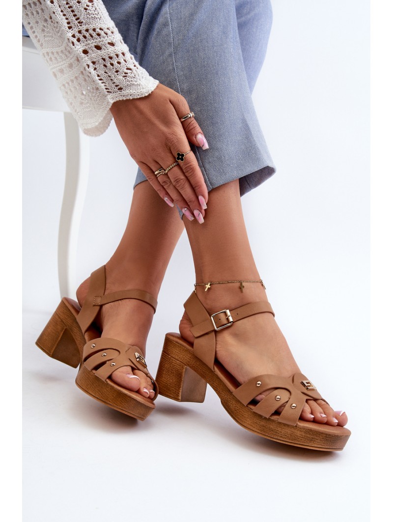 Women's High Heel Sandals in Brown Eco Leather Assames