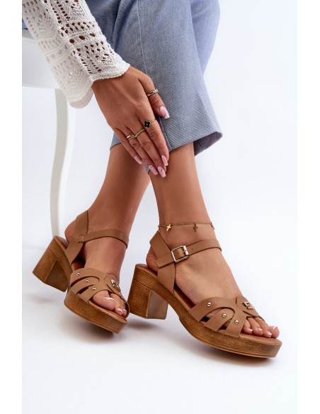 Women's High Heel Sandals in Brown Eco Leather Assames