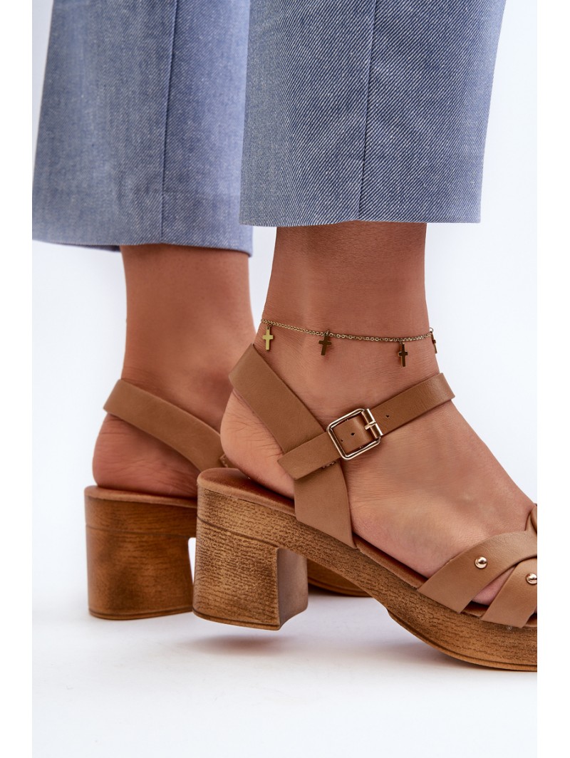 Women's High Heel Sandals in Brown Eco Leather Assames