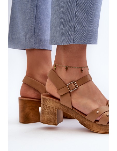 Women's High Heel Sandals in Brown Eco Leather Assames