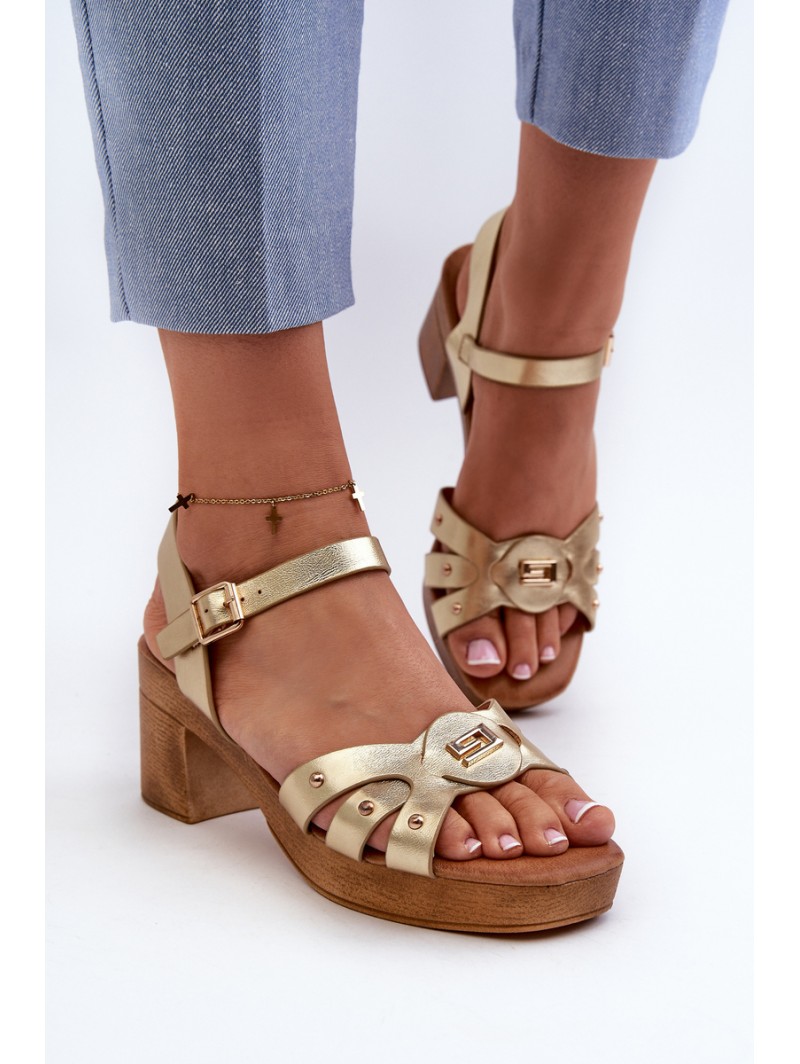 Women's High Heel Sandals in Gold Eco Leather Assames