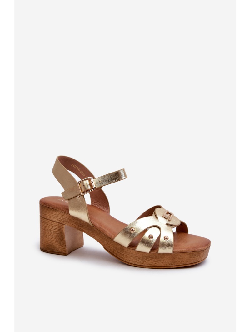 Women's High Heel Sandals in Gold Eco Leather Assames