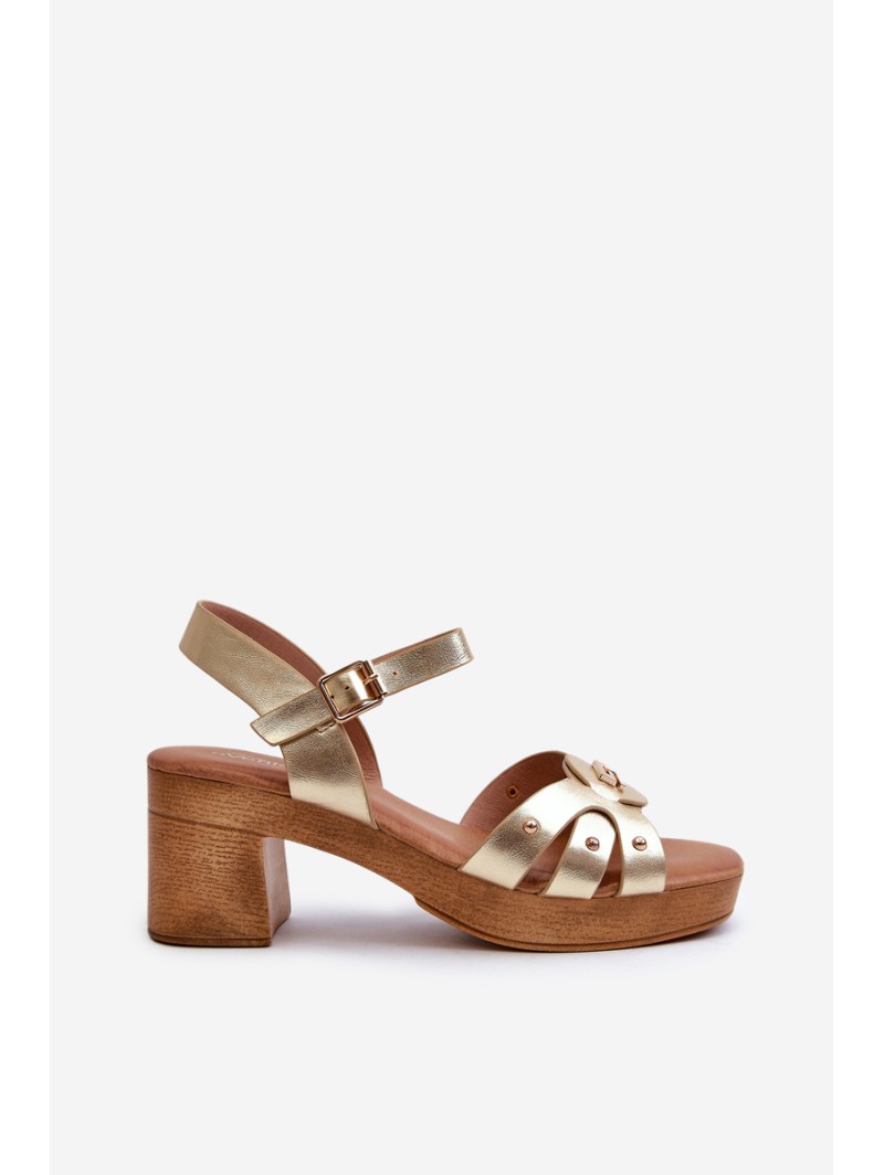 Women's High Heel Sandals in Gold Eco Leather Assames