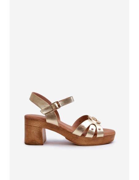 Women's High Heel Sandals in Gold Eco Leather Assames
