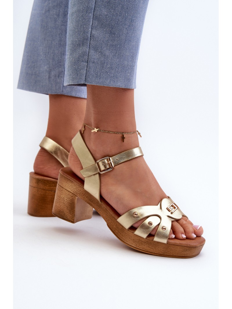 Women's High Heel Sandals in Gold Eco Leather Assames