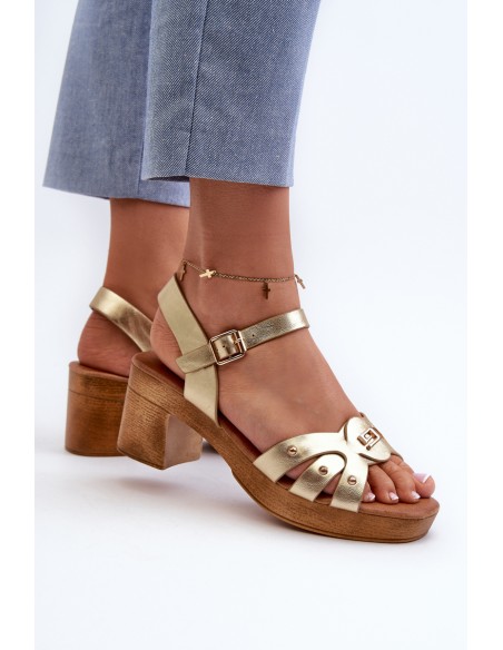 Women's High Heel Sandals in Gold Eco Leather Assames