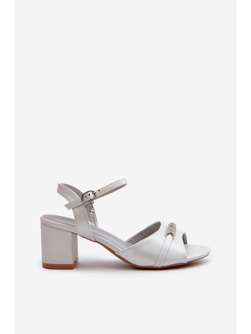 Women's Eco Leather Sandals with Heel and Silver Decorations Narhi