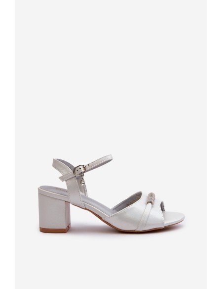 Women's Eco Leather Sandals with Heel and Silver Decorations Narhi