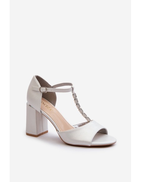 Sandals With Rhinestones Silver Aniya