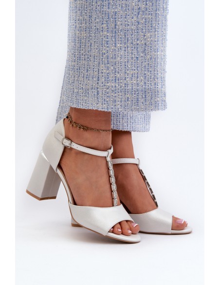 Sandals With Rhinestones Silver Aniya