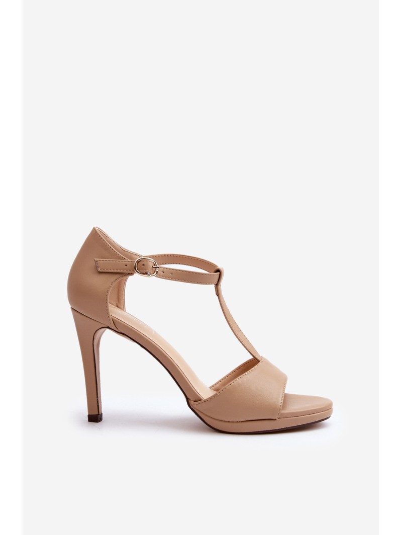 Women's High Heel Sandals in Beige Eco Leather Obdaria