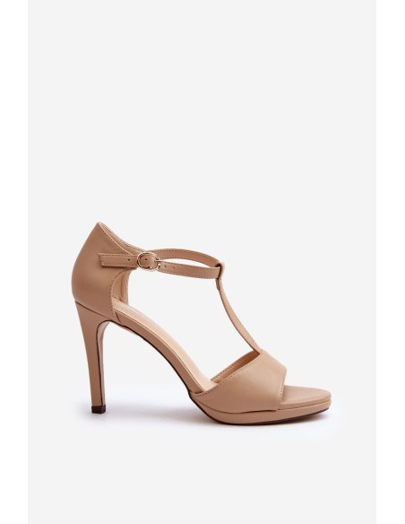 Women's High Heel Sandals in Beige Eco Leather Obdaria