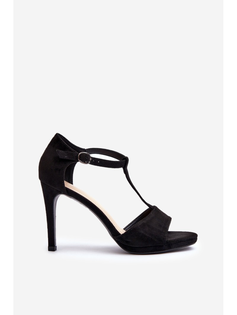 Women's high heel sandals in black faux suede Obdaria