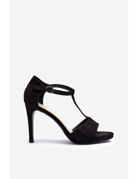 Women's high heel sandals in black faux suede Obdaria