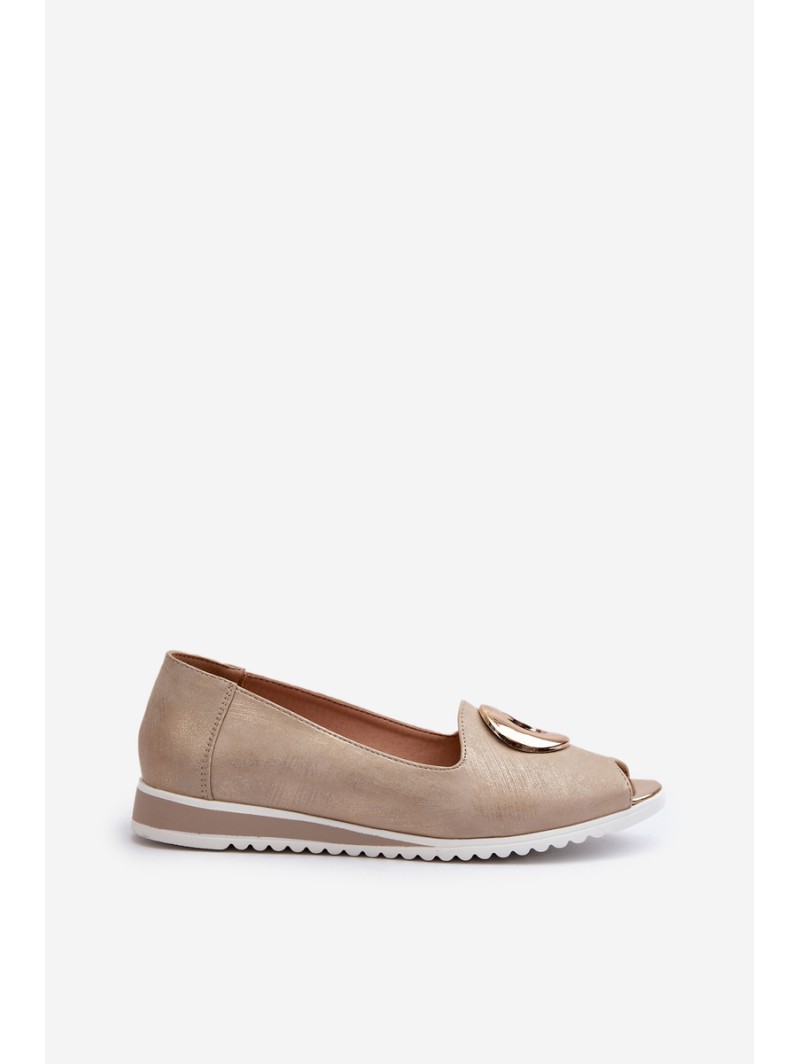 Women's pumps with eco leather ornament in gold Biolita