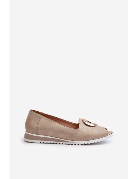 Women's pumps with eco leather ornament in gold Biolita