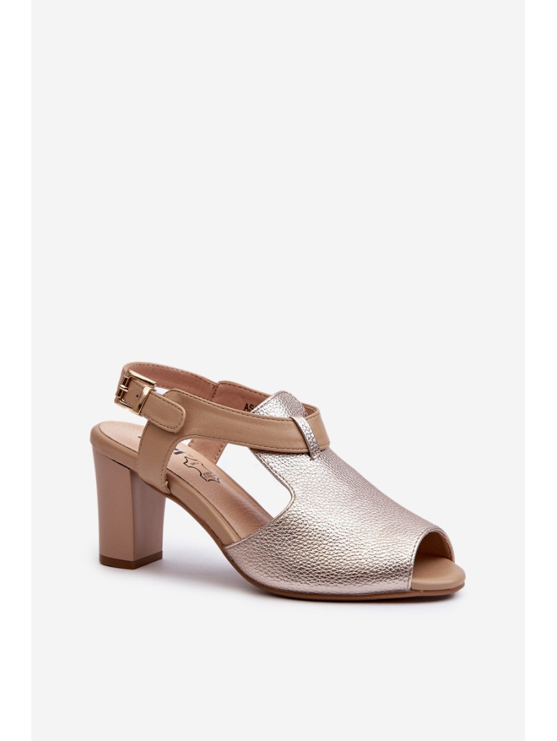 Women's Sandals with High Heel Made of Eco Leather Gold Queenmarie
