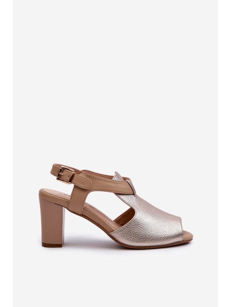 Women's Sandals with High Heel Made of Eco Leather Gold Queenmarie
