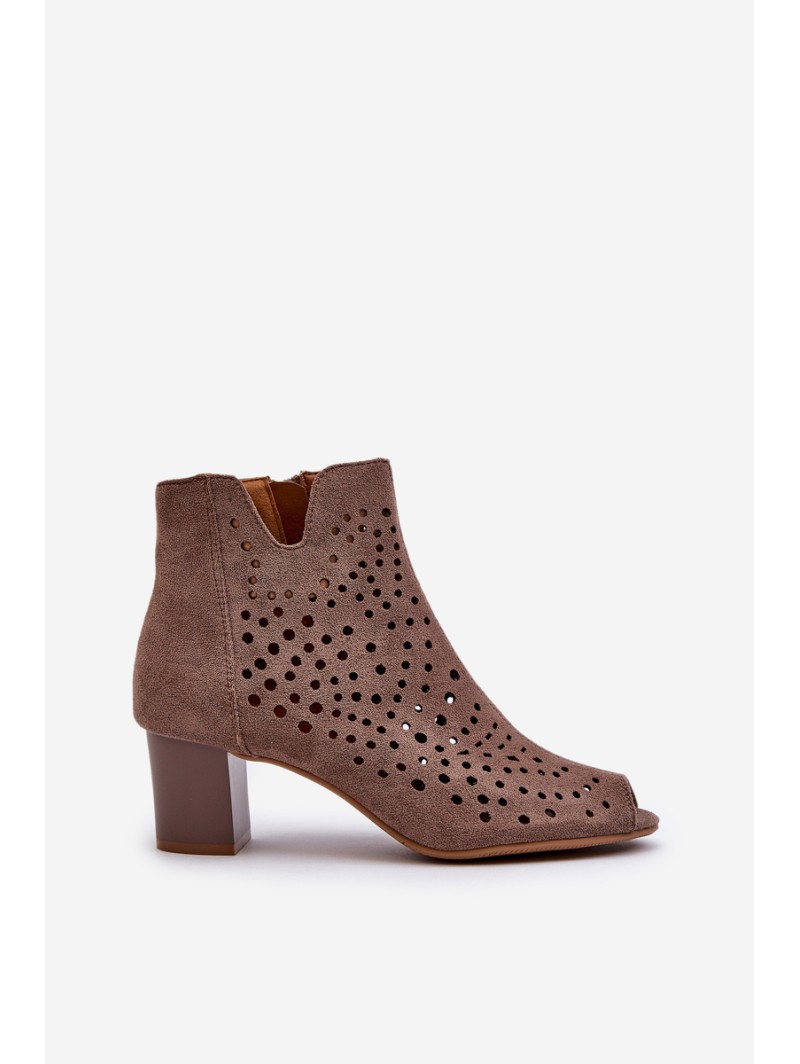 Brown Halania Women's Open Toe Eco Suede Ankle Boots with High Heel