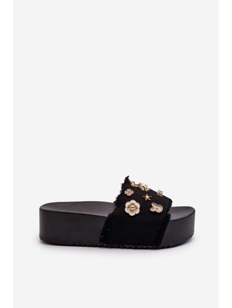 Women's Platform Sandals with Buckles Black