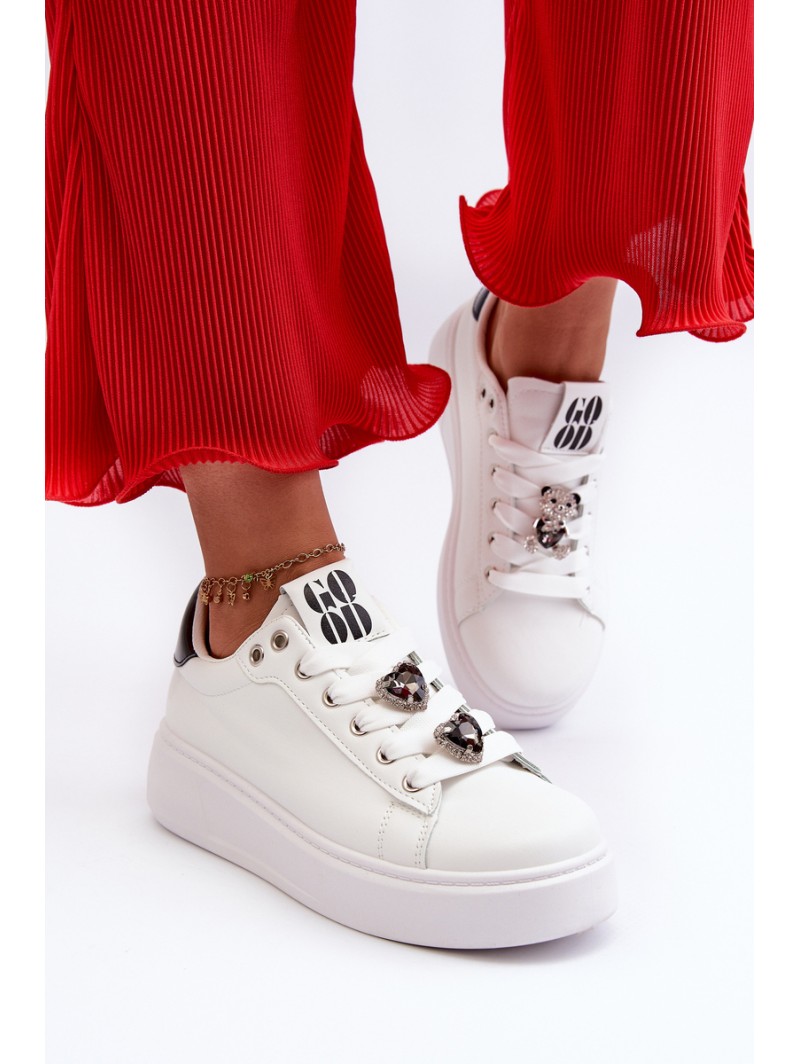 Women's platform sneakers with white embellishments Herbisa
