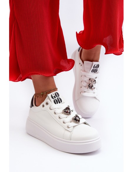Women's platform sneakers with white embellishments Herbisa